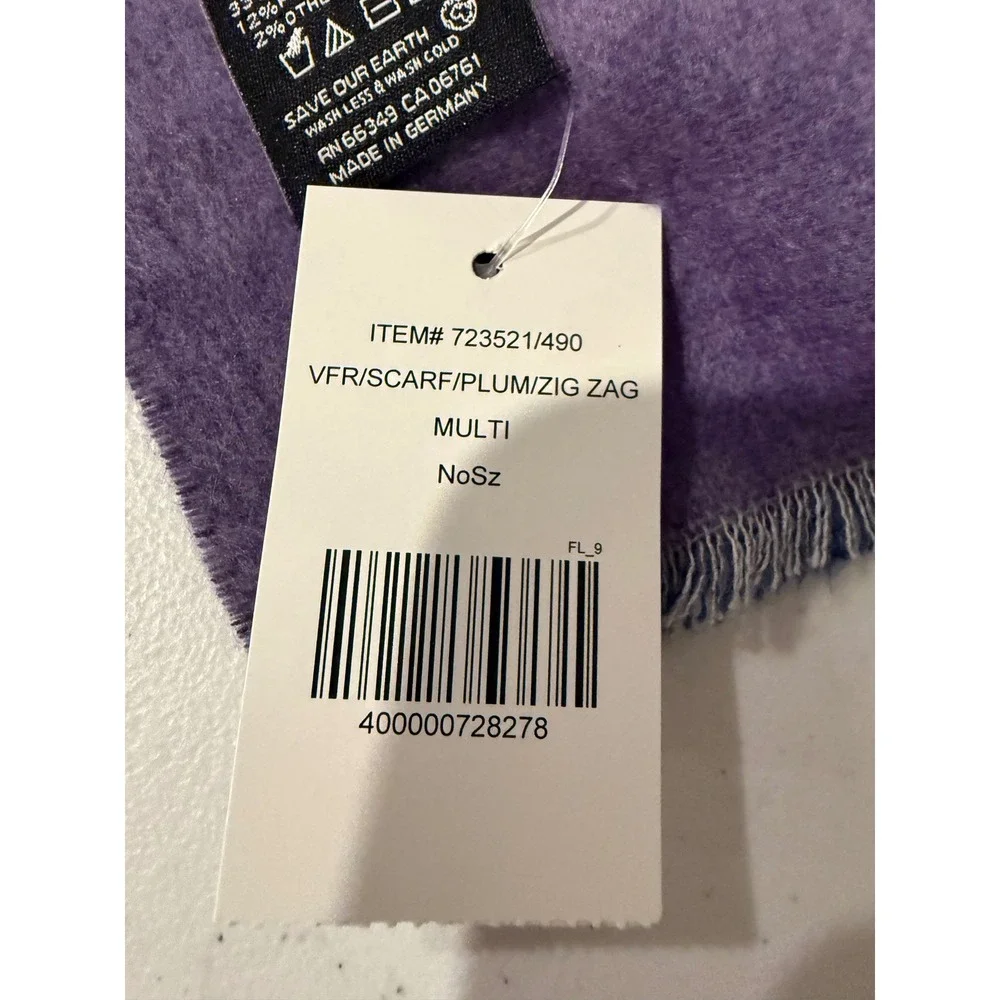 The Paper Store Eco Cashmink Scarf Plum Purple Zig Zag Dotted Made in Germany